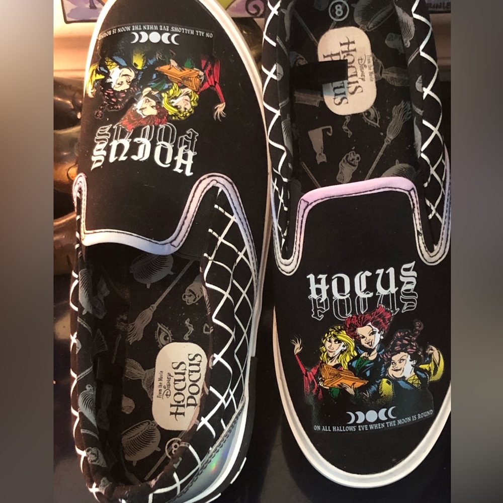 Hocus Pocus DISNEY Slip-On Shoes - Black with Colorful Graphic
